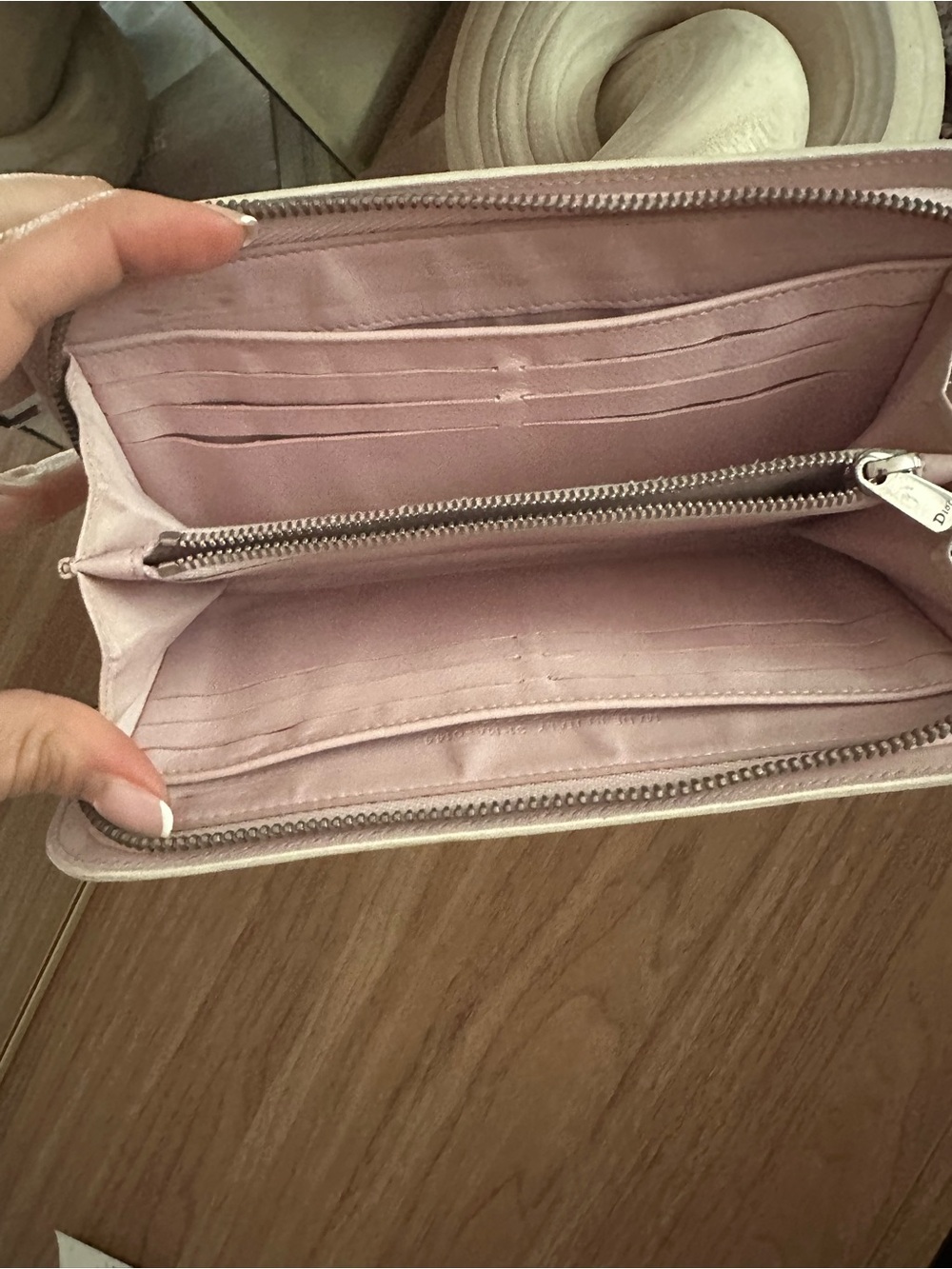 Christian Dior Zip Around Wallet in Blush Pink and Cream - Picture 5 of 7
